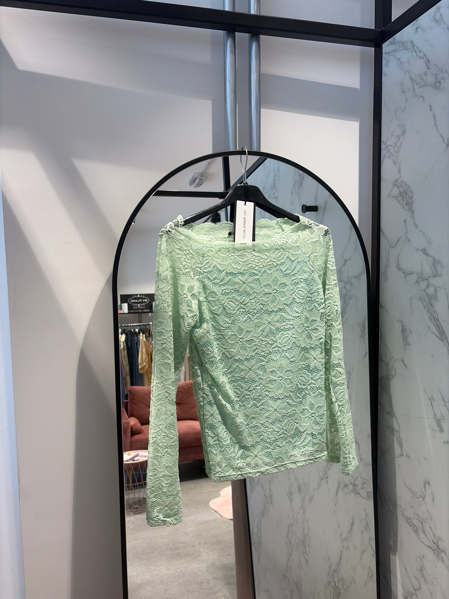 Top Just Woman — Geel Kant Lange Mouwen Ronde Hals
