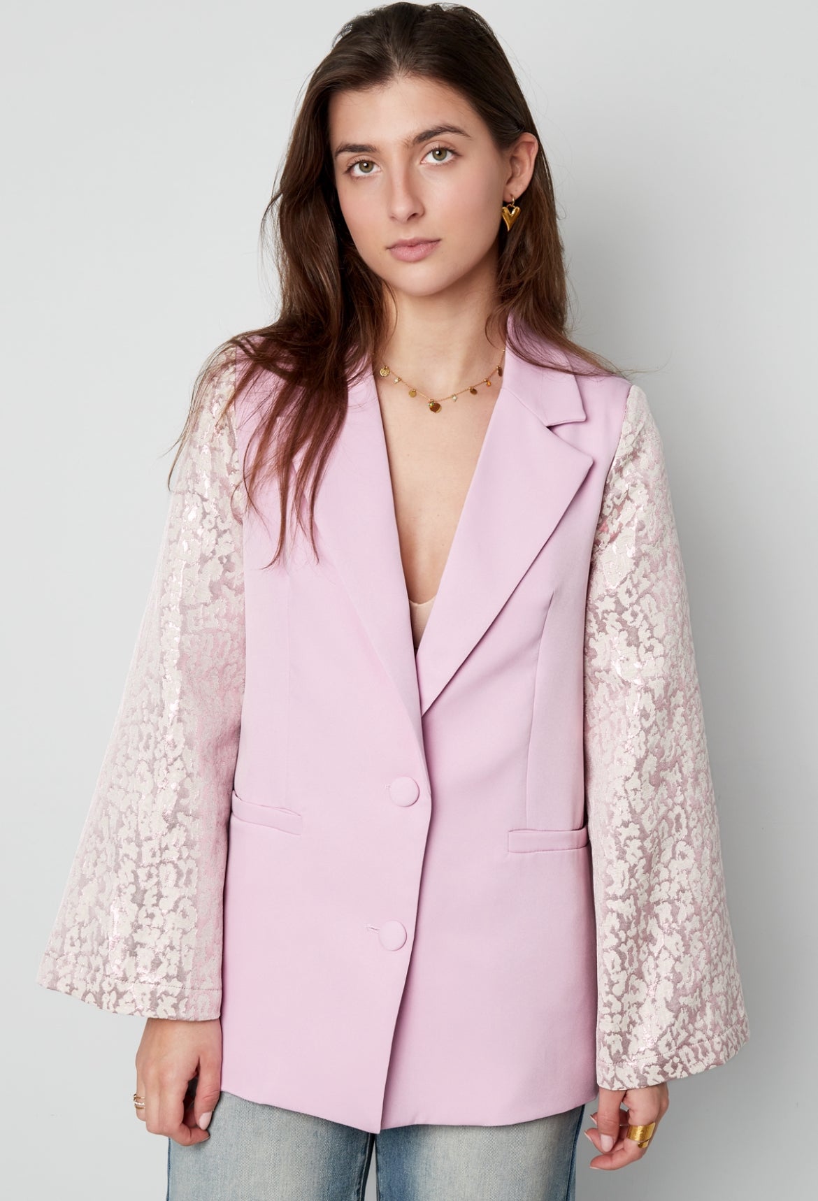 Blazer with panther sleeves - Pink