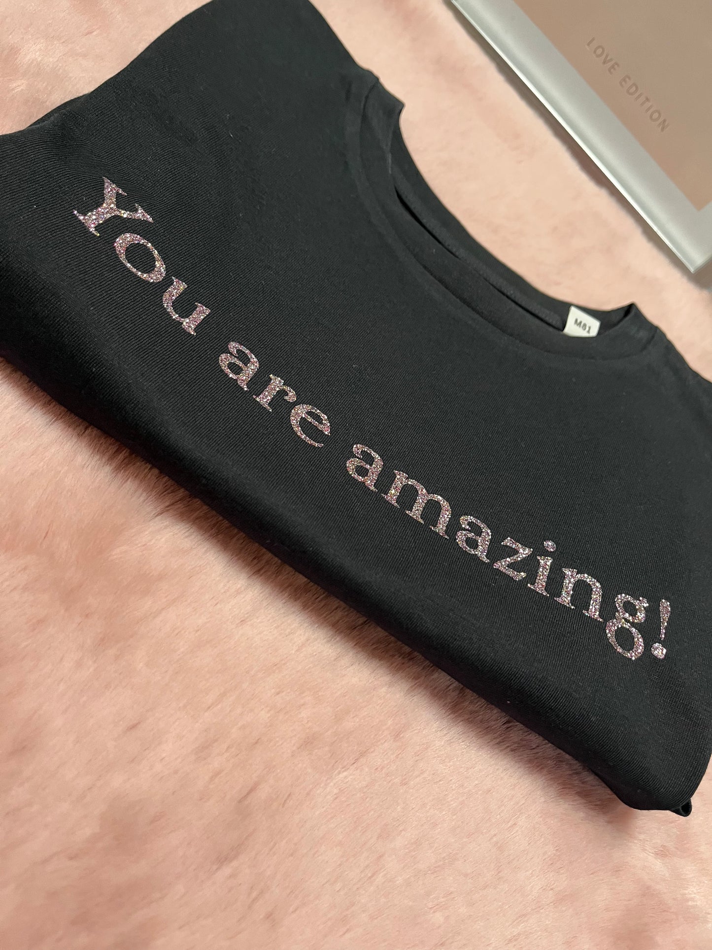 Amazing shirt Roll sleeve glitter confetti black