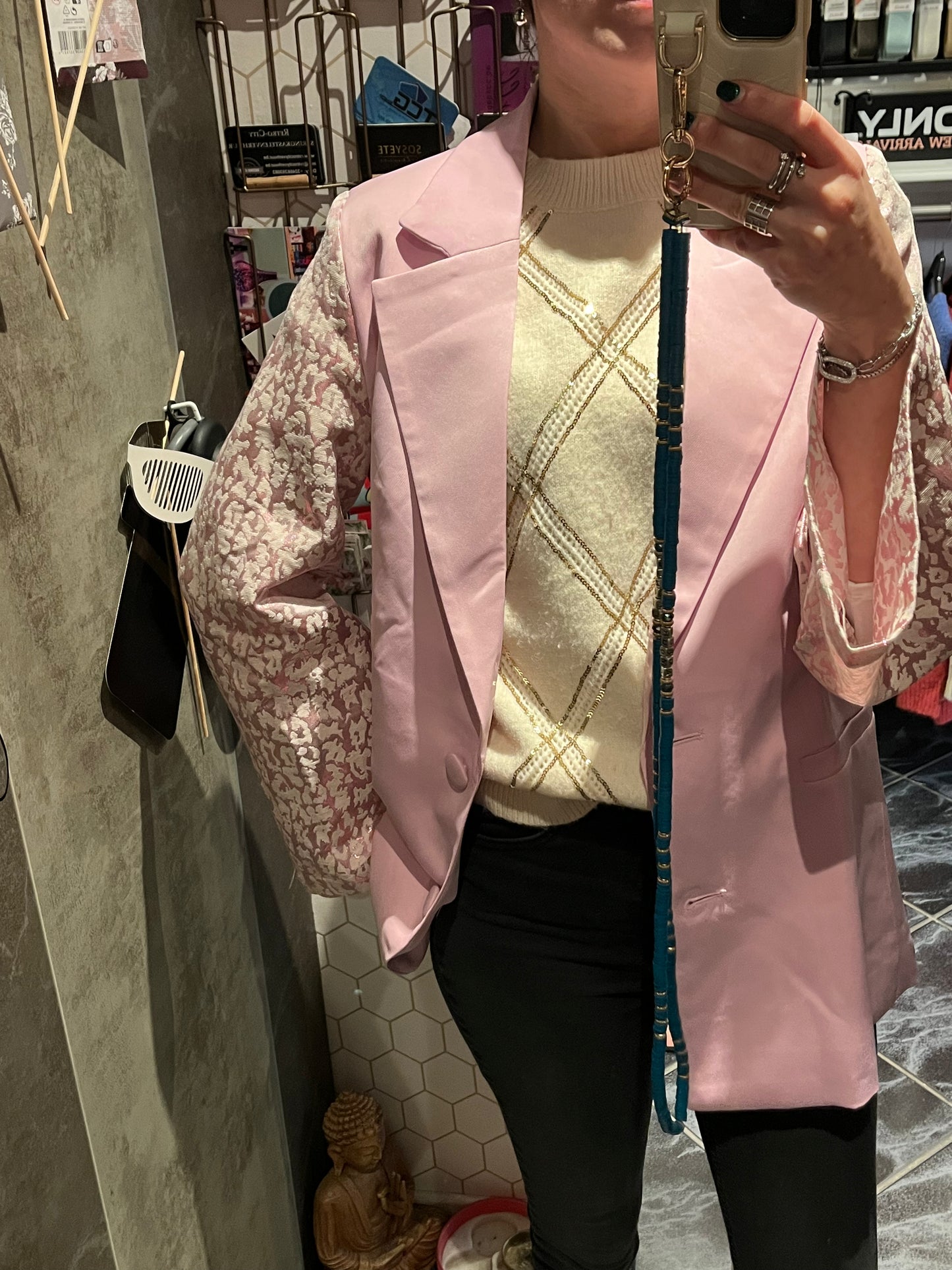 Blazer with panther sleeves - Pink