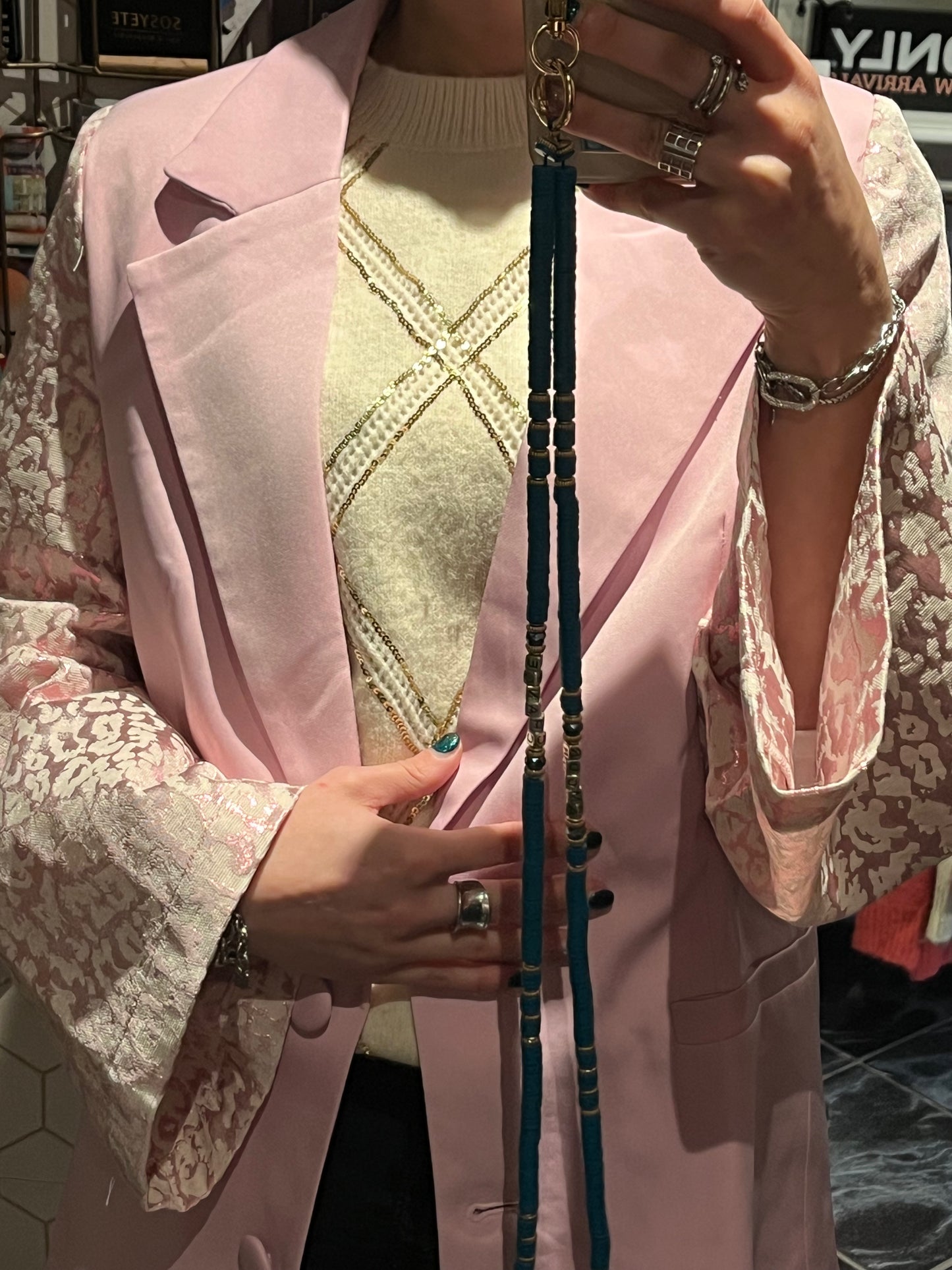 Blazer with panther sleeves - Pink