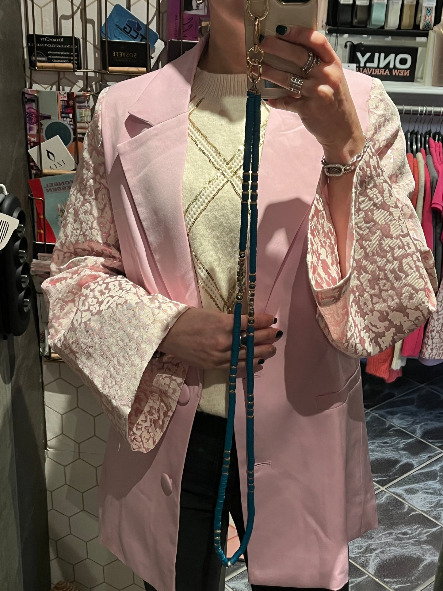 Blazer with panther sleeves - Pink