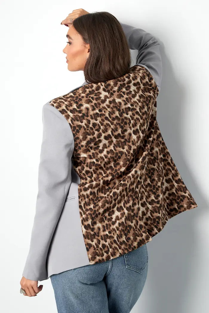 Gimme Blazer panther print back print - Grey