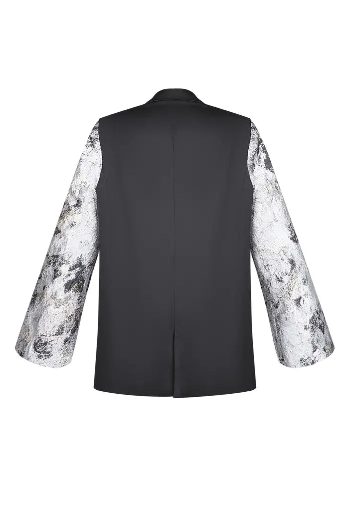 Gimme Black blazer with jacquard sleeves - Grey