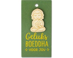 Houten Broche "Geluksboeddha"
