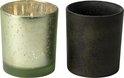 Gusta Theelichthouder Giftset 7x8cm Green en gold glitter - Amazing wardrobe