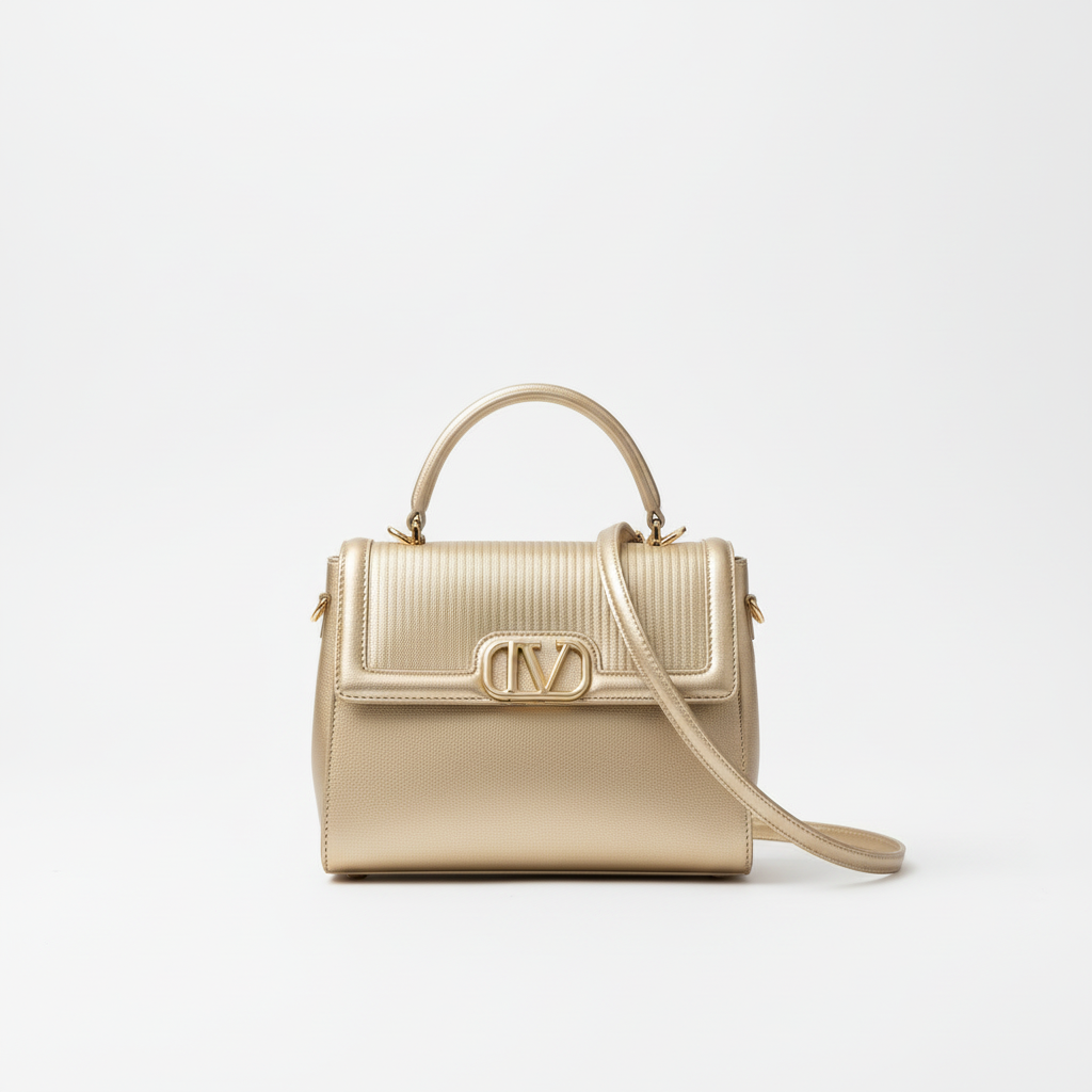 goudkleurige tas Tom & Eva - professionele productfoto