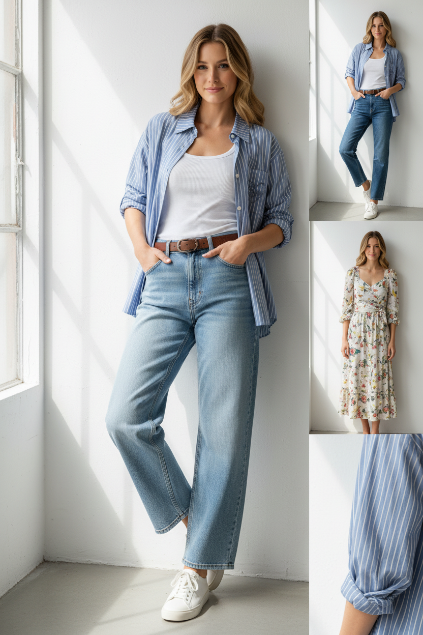 Model draagt Love blouse - casual styling