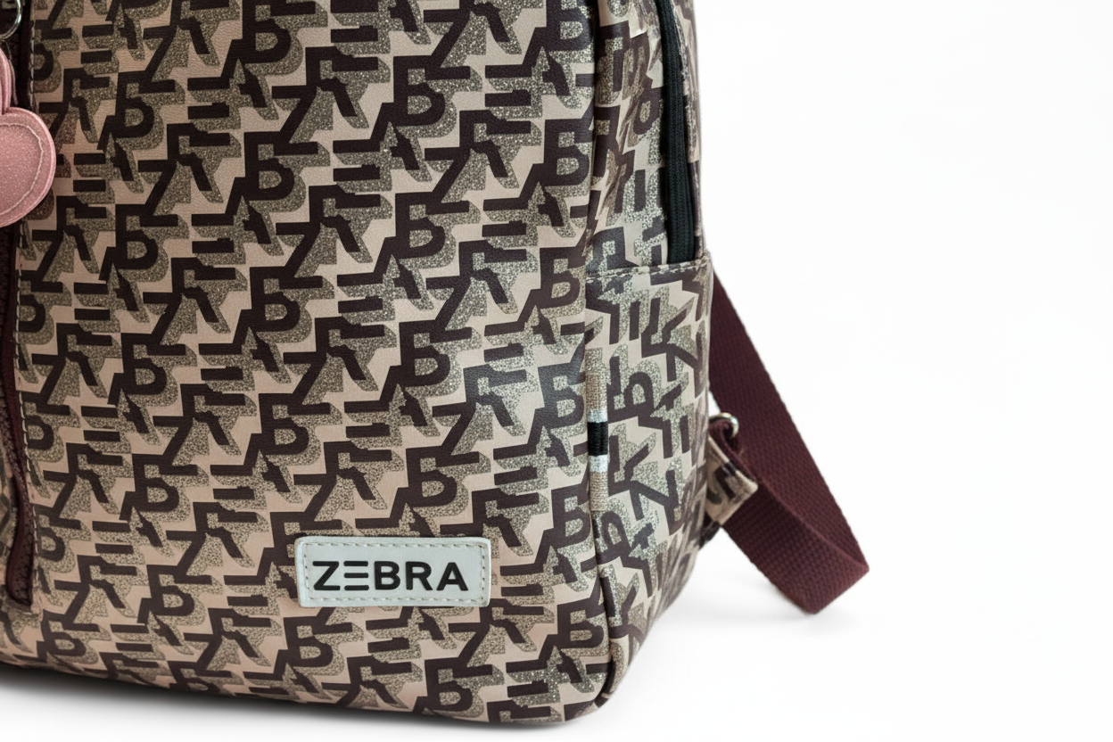 Close-up detail Zebra rugzak goud print