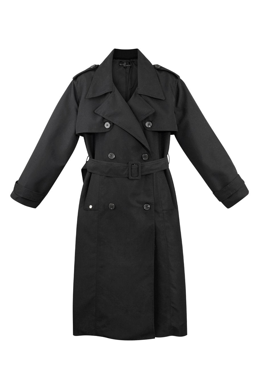 Lange basic trenchcoat - zwart S
