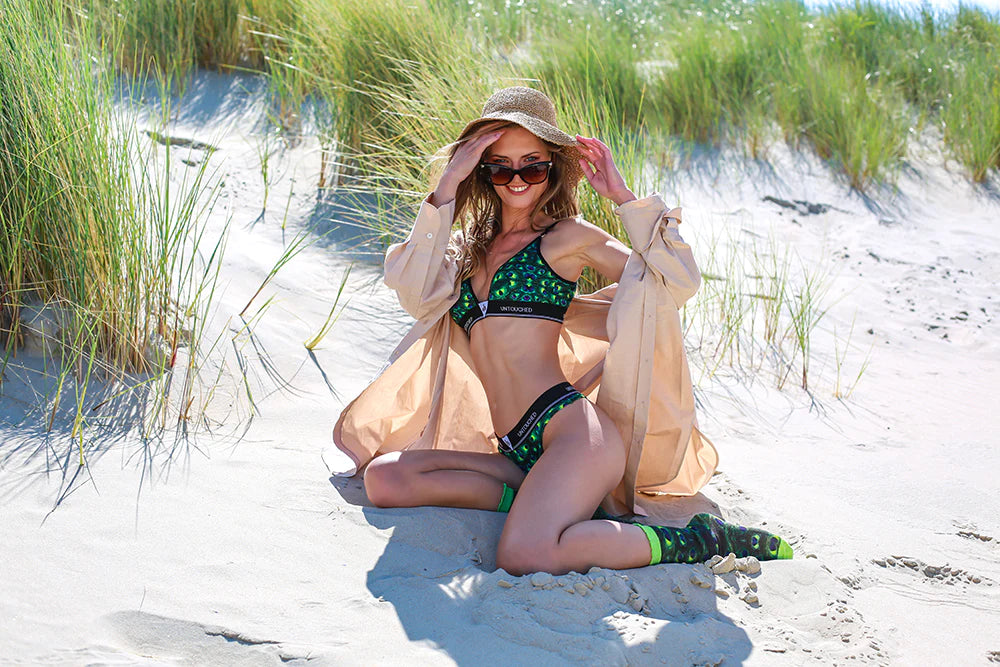 Sock my feet - Untouched Green Peacock Thong met bijpassende sokken