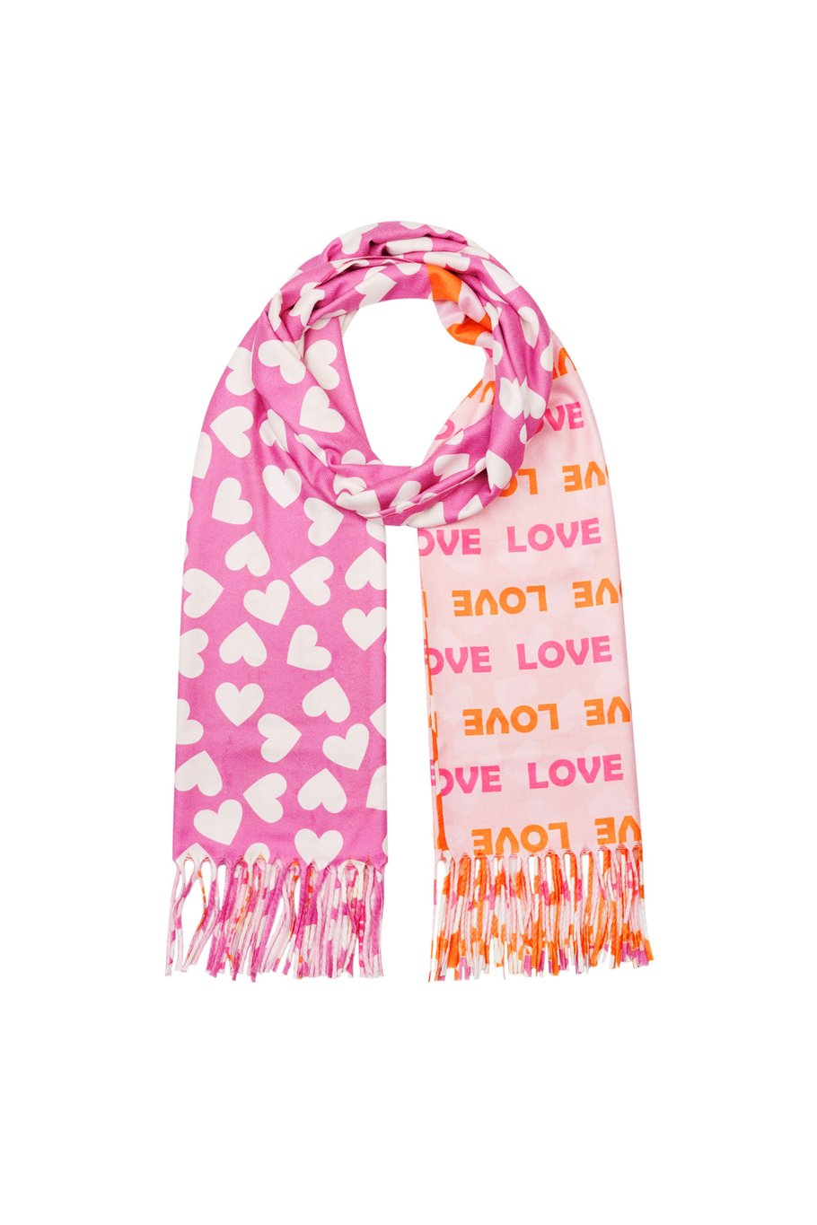 Sjaal met dubbele print - oranje-roze