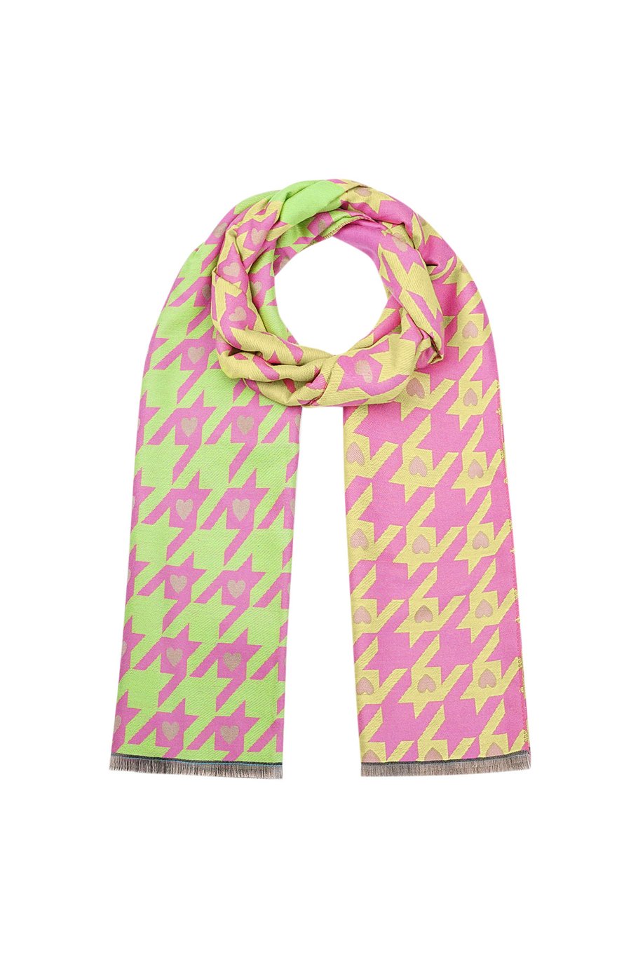 Neon hartjes sjaal - roze