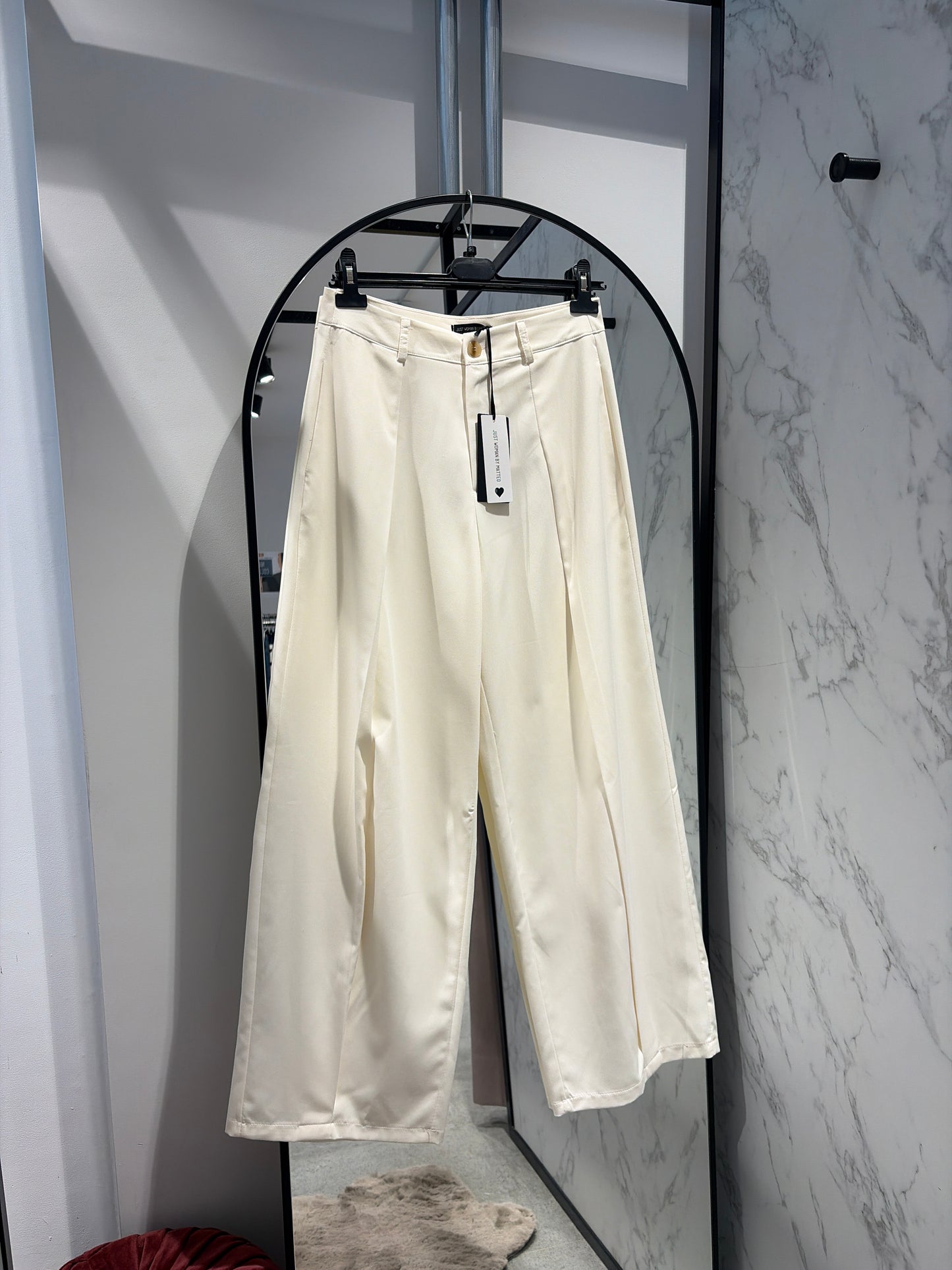 Geklede Wide Leg Broek Just Woman — Crème