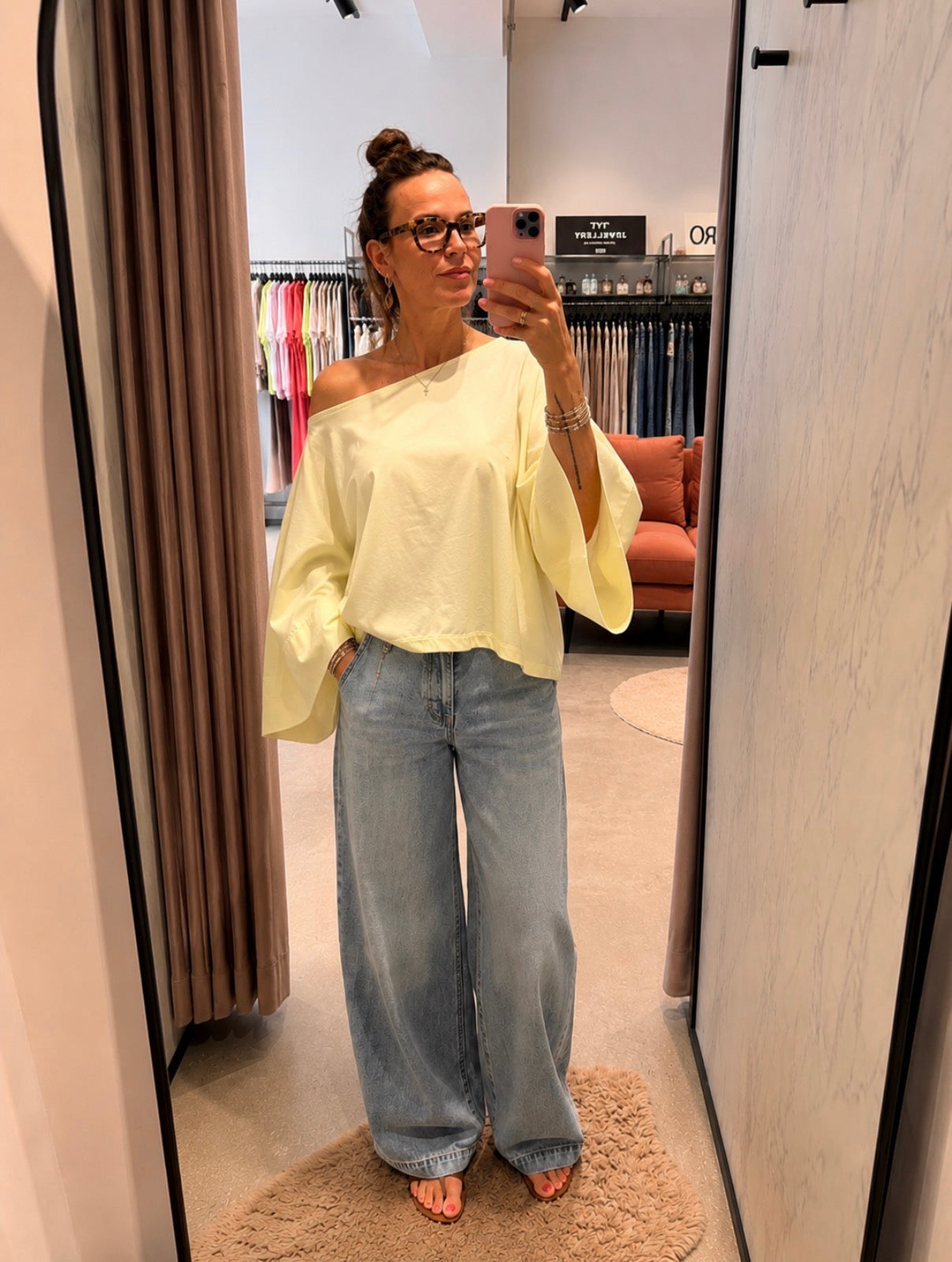 L'essentiel Solid Wide 3/4 Sleeve Top with Large Collar PRE-SALE NEW COLLECTION