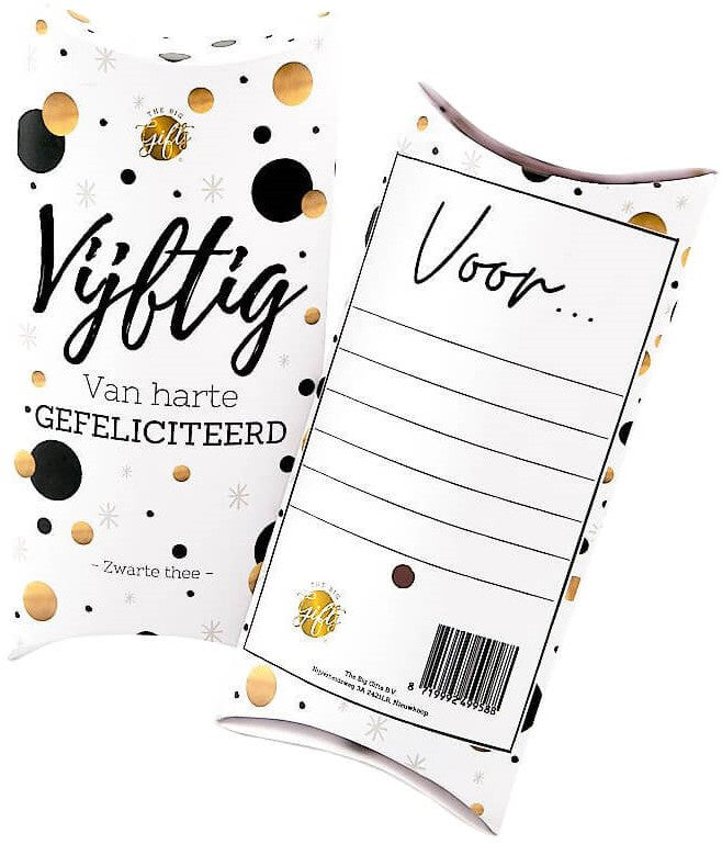 GONDELDOOSJE MET THEE "VIJFTIG GEFELICITEERD"