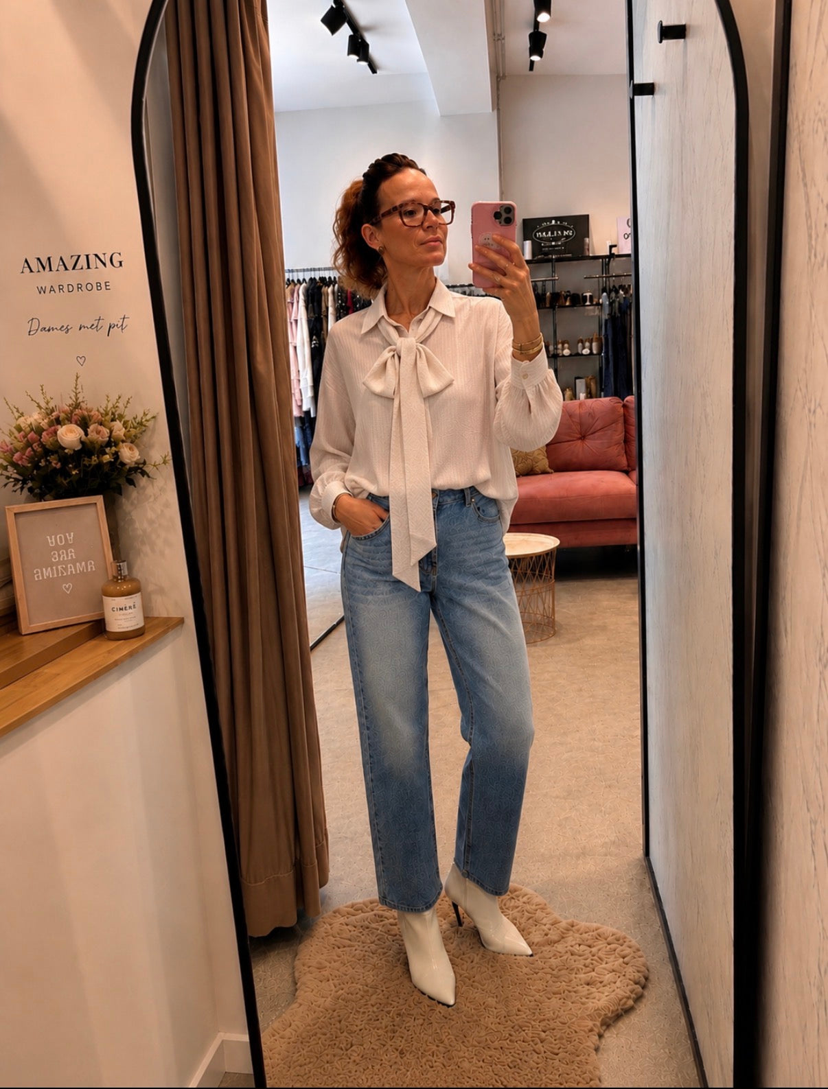 Blouse C&S — Crème | Strikdetail | XS-XXL