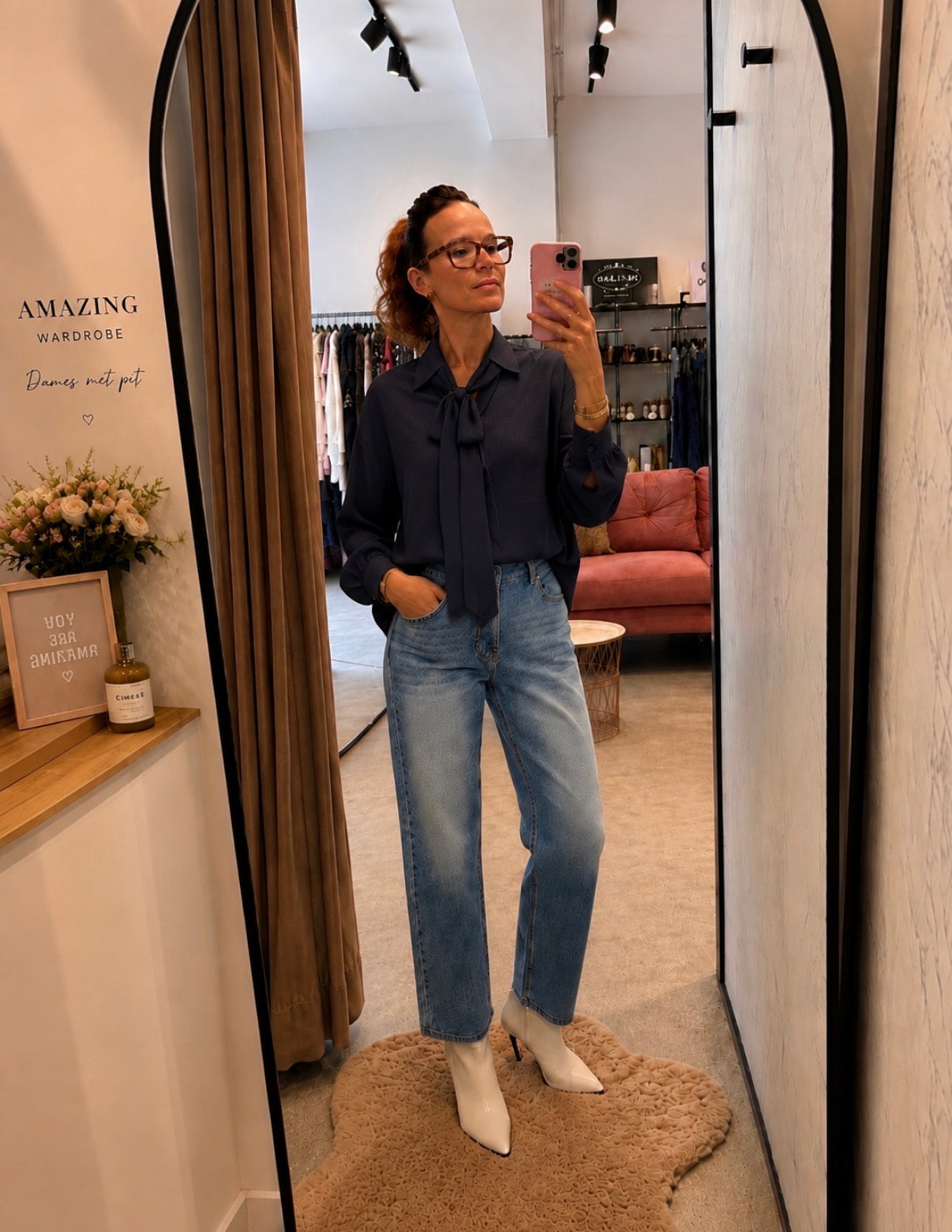 Blouse C&S — Navy | Strikdetail | XS-XXL