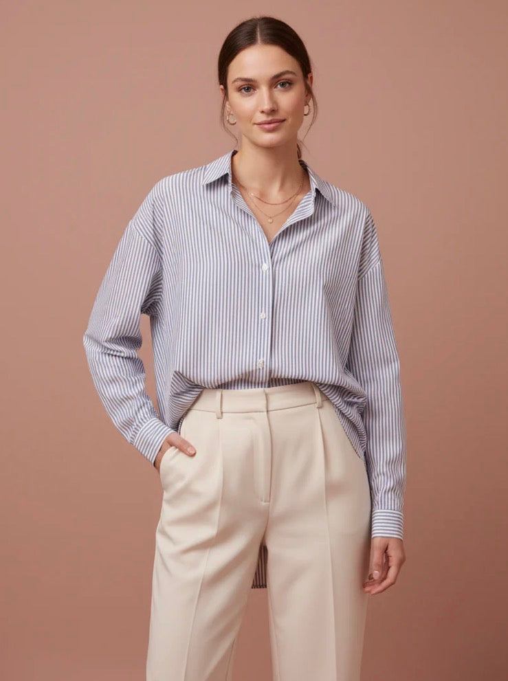 Blouse Musy Muse — Blauwe Streep met hartje