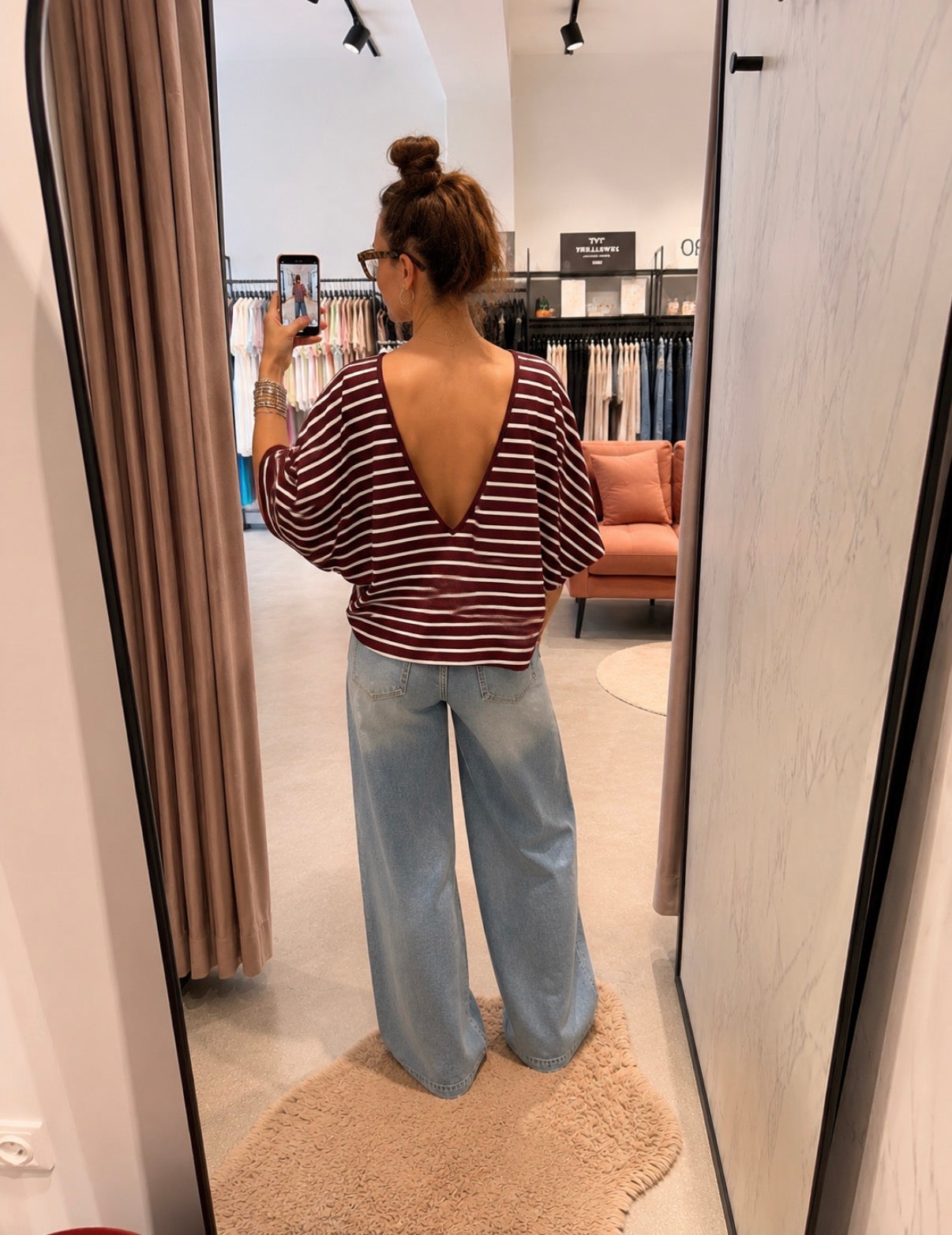 L'essentiel 3/4 Sleeve Flared Top with Deep Backless Sailor Style PRE-SALE NEW COLLECTION