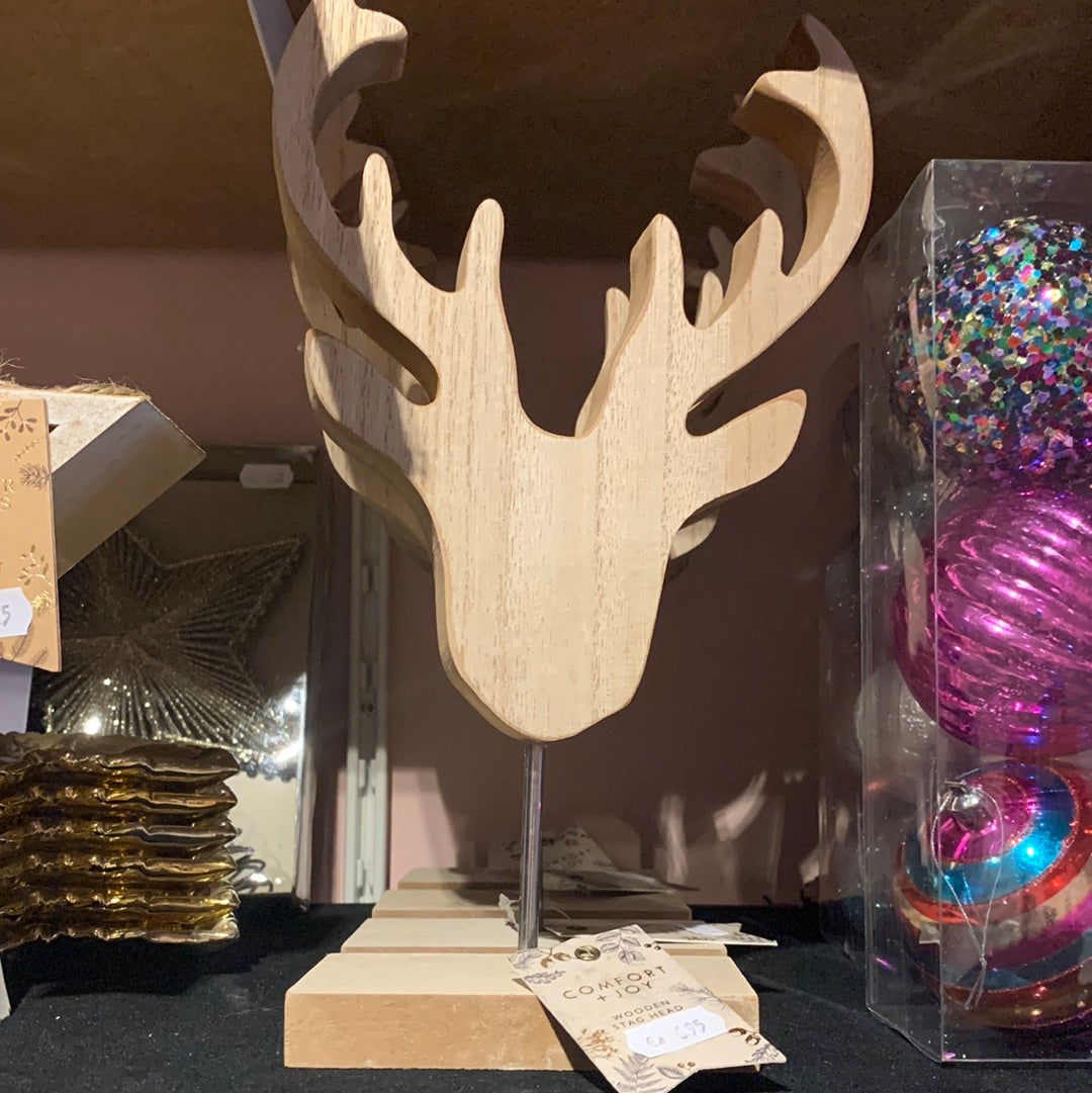Wooden stag head - kerst