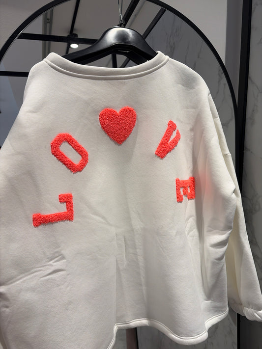 LO❤️VE Oversized Sweatshirt - Premium Grijs met Roze Logo