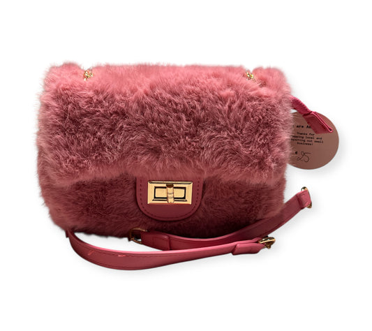 roze furry tas met ketting