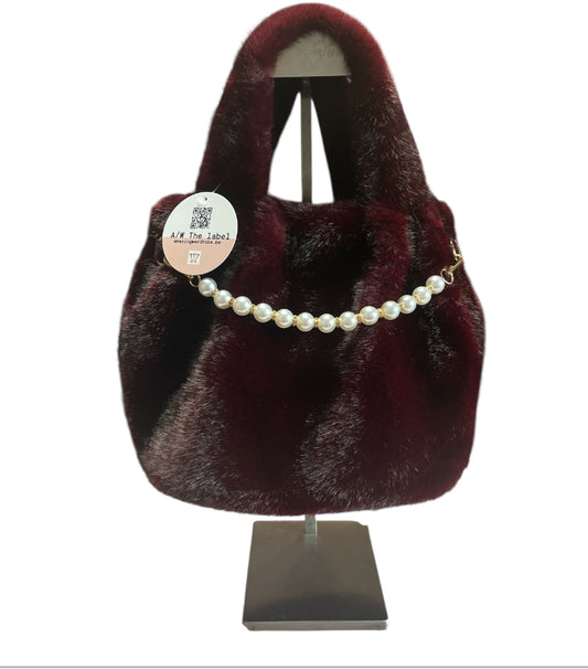 bordeaux rode furry handtas