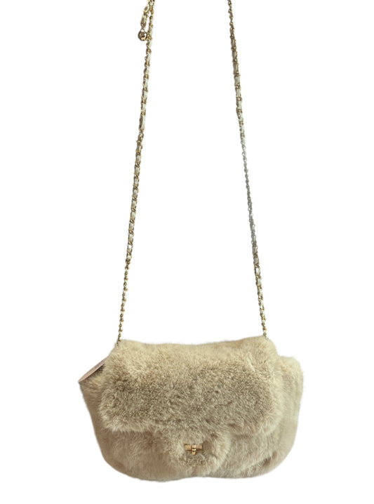 furry handtas beige