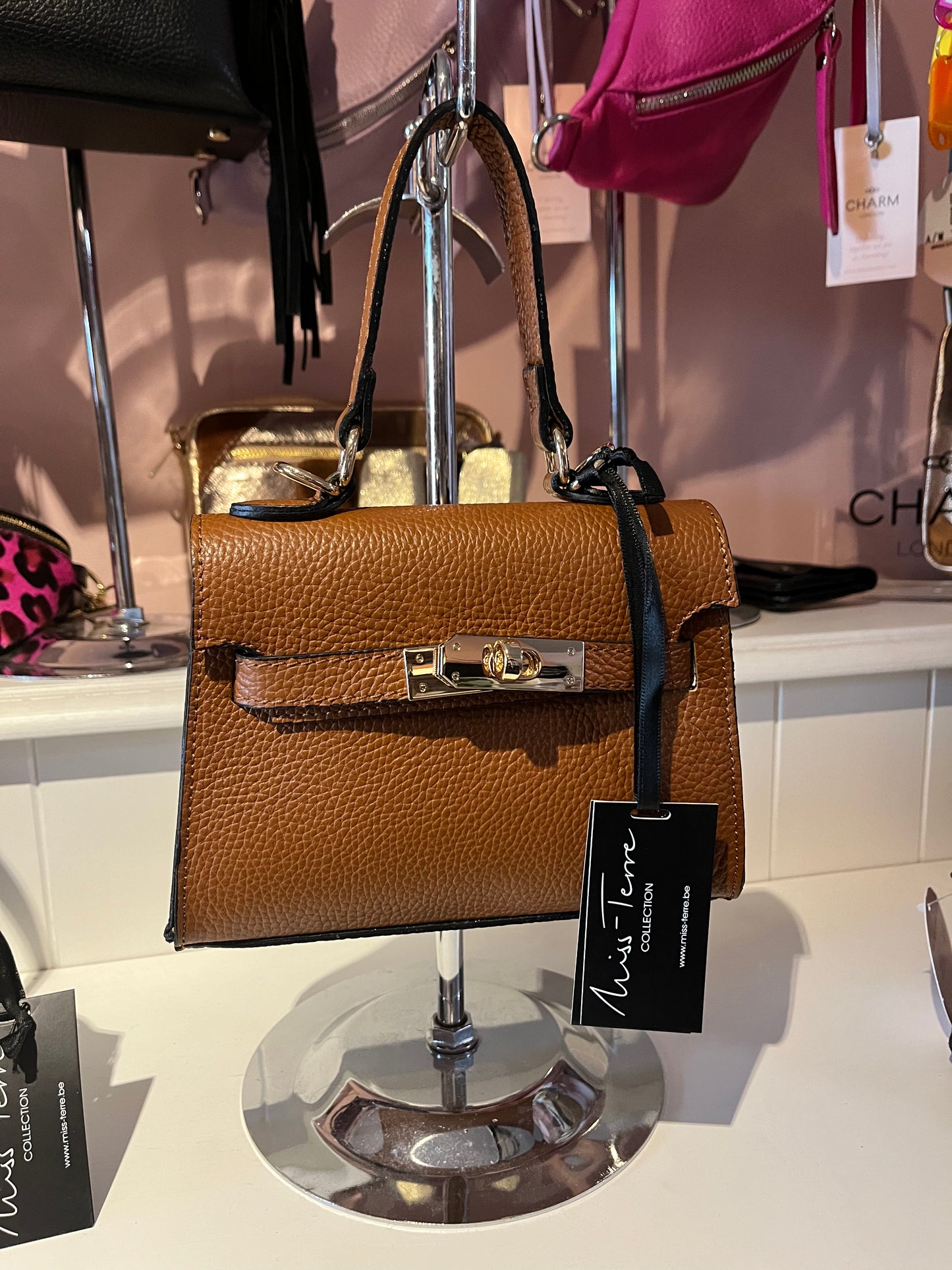 zwart lederen minibag Miss- terre