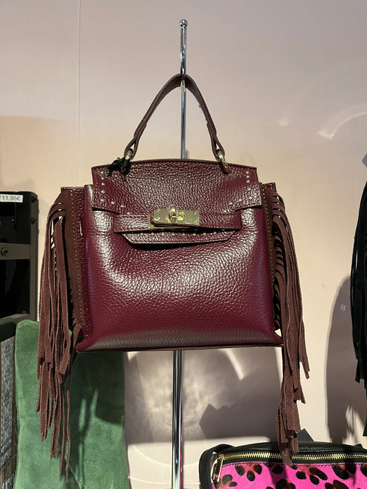 zwart lederen minibag Miss- terre met franjes
