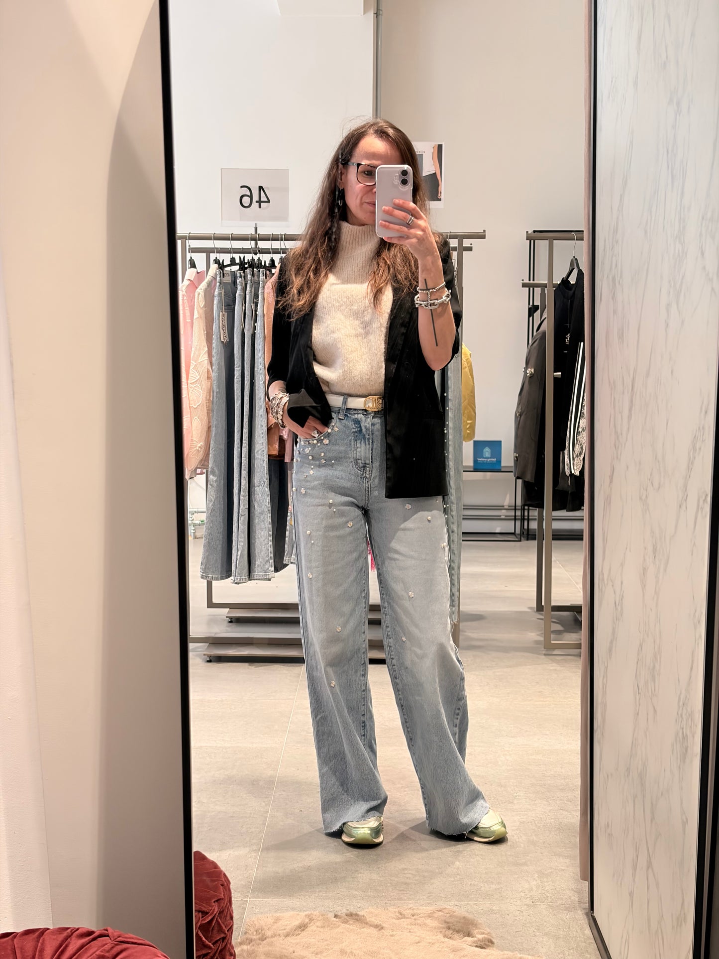 Ad'oro Jeans met Pareldetails