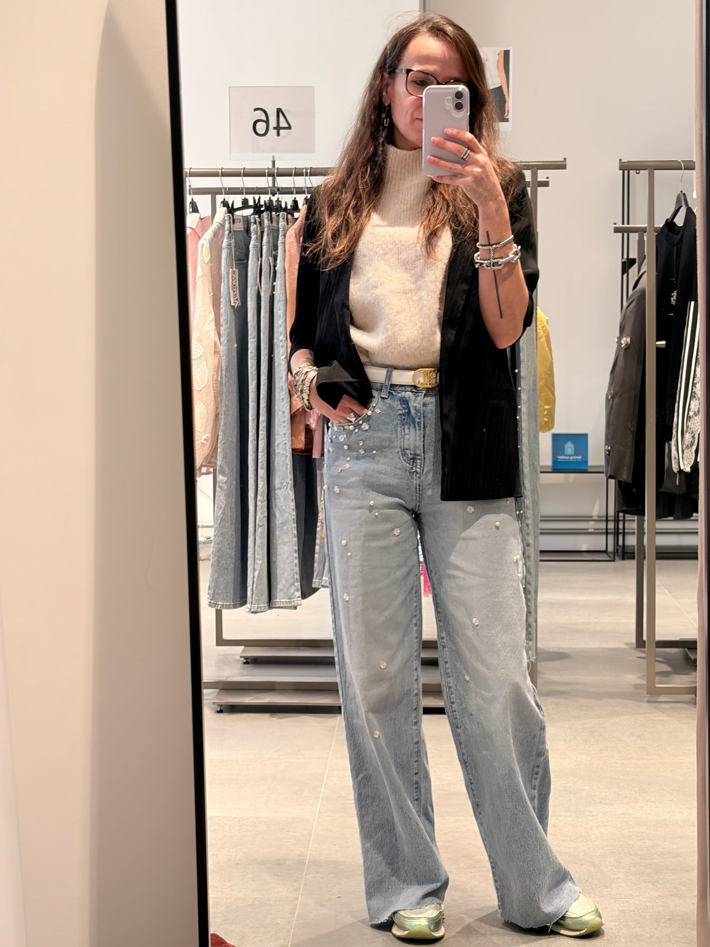 Ad'oro Jeans met Pareldetails