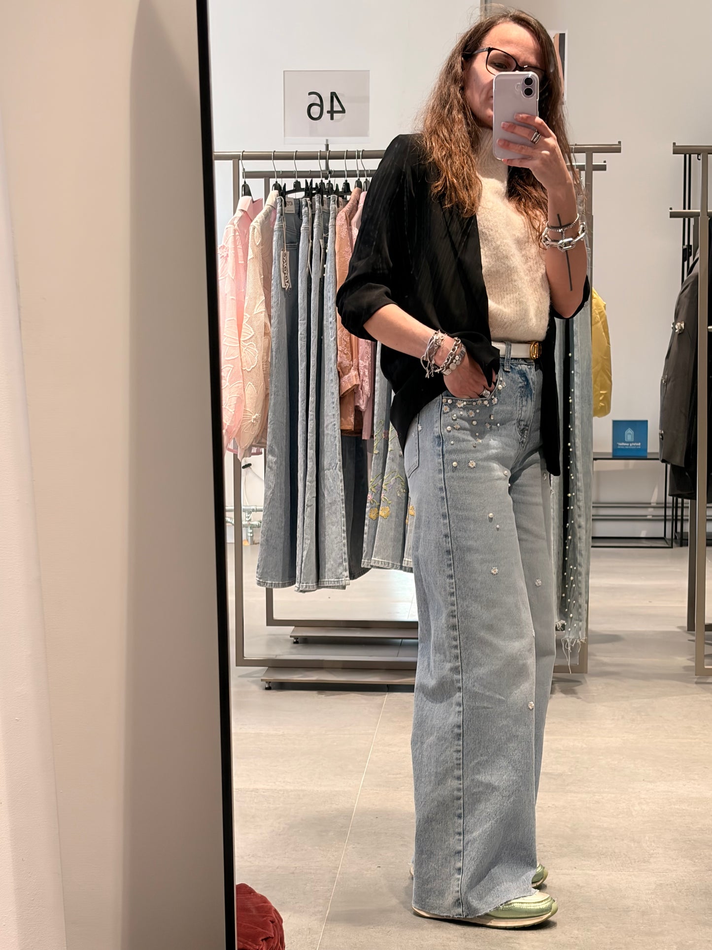 Ad'oro Jeans met Pareldetails