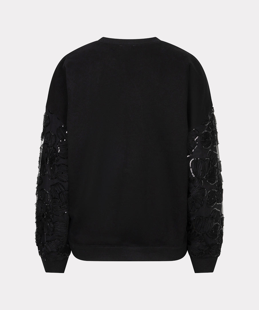 Esqualo Sweater flower mesh sleeve
