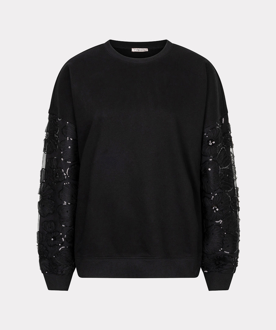 Esqualo Sweater flower mesh sleeve