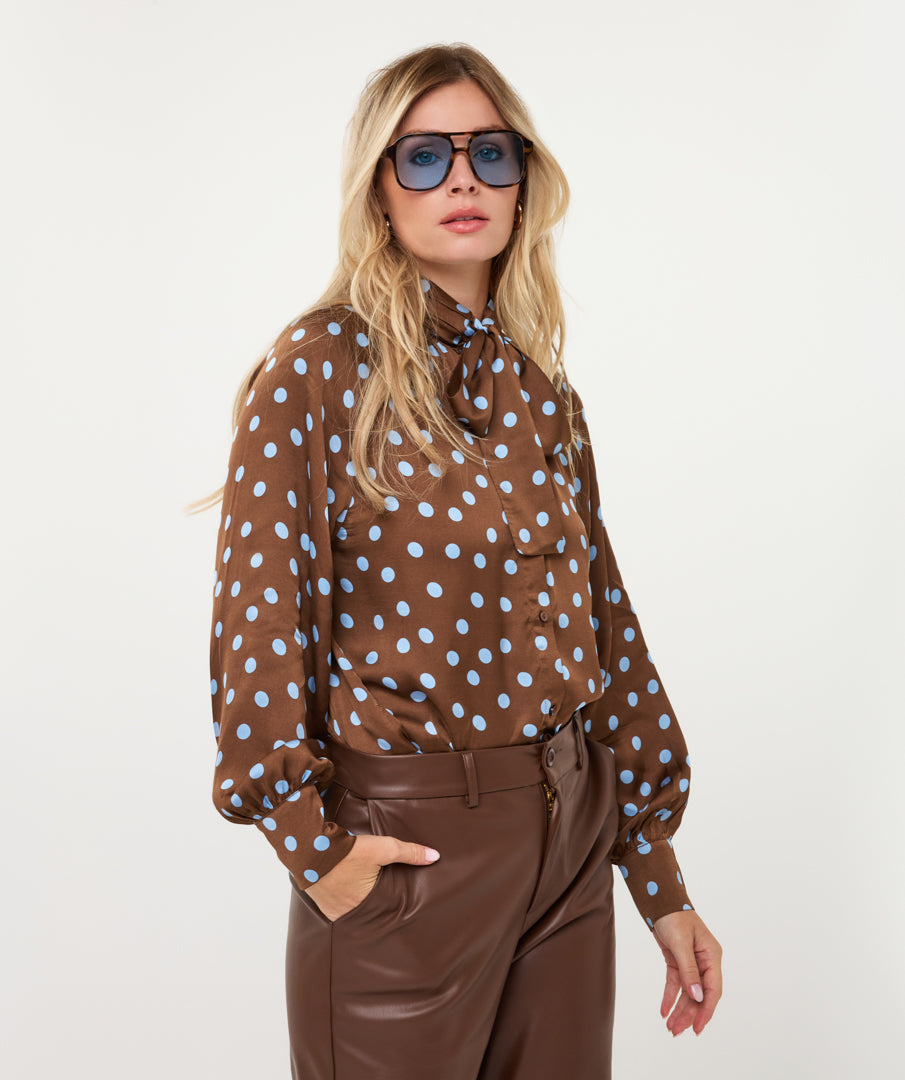 Esqualo blouse scarf polka dot