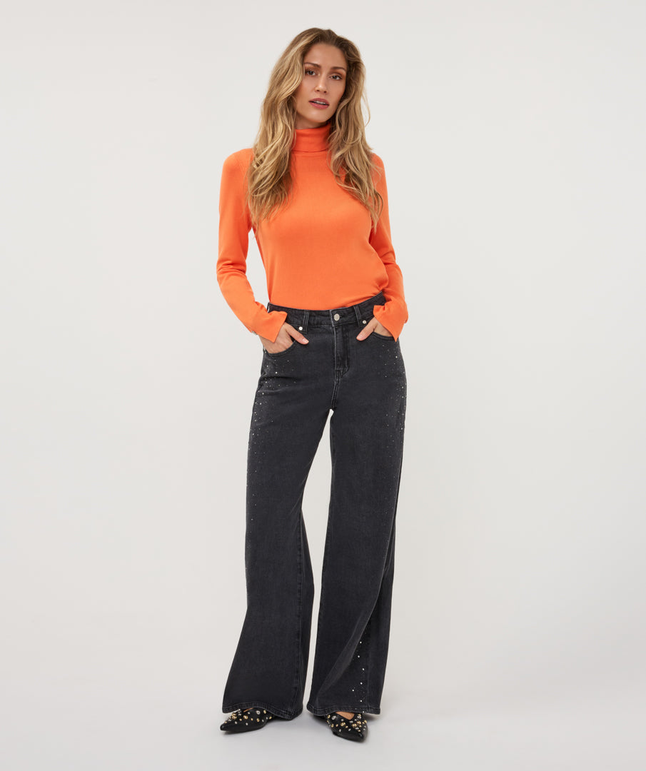 Esqualo jeans wide rhinestones