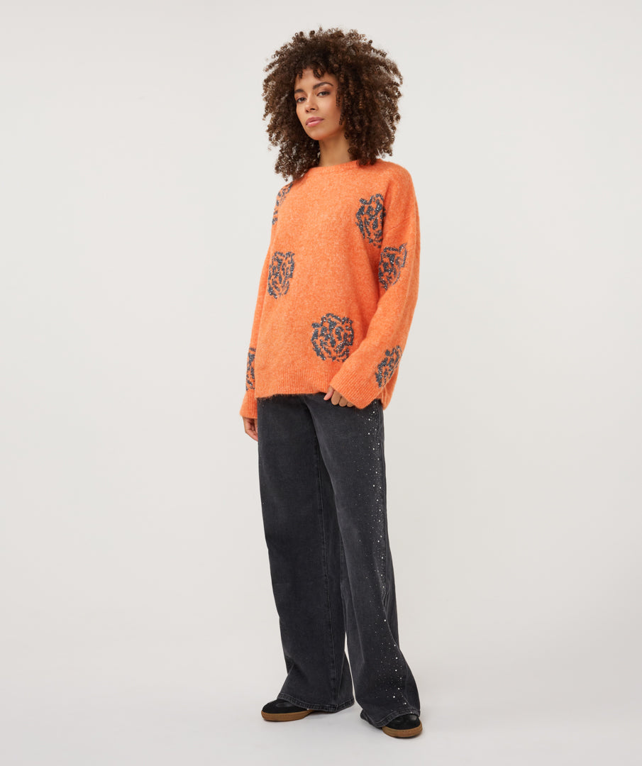 Esqualo Sweater sequin flowers