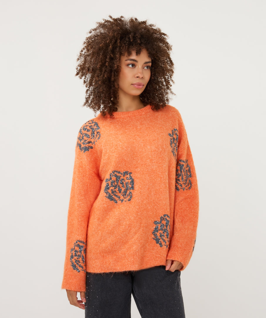 Esqualo Sweater sequin flowers
