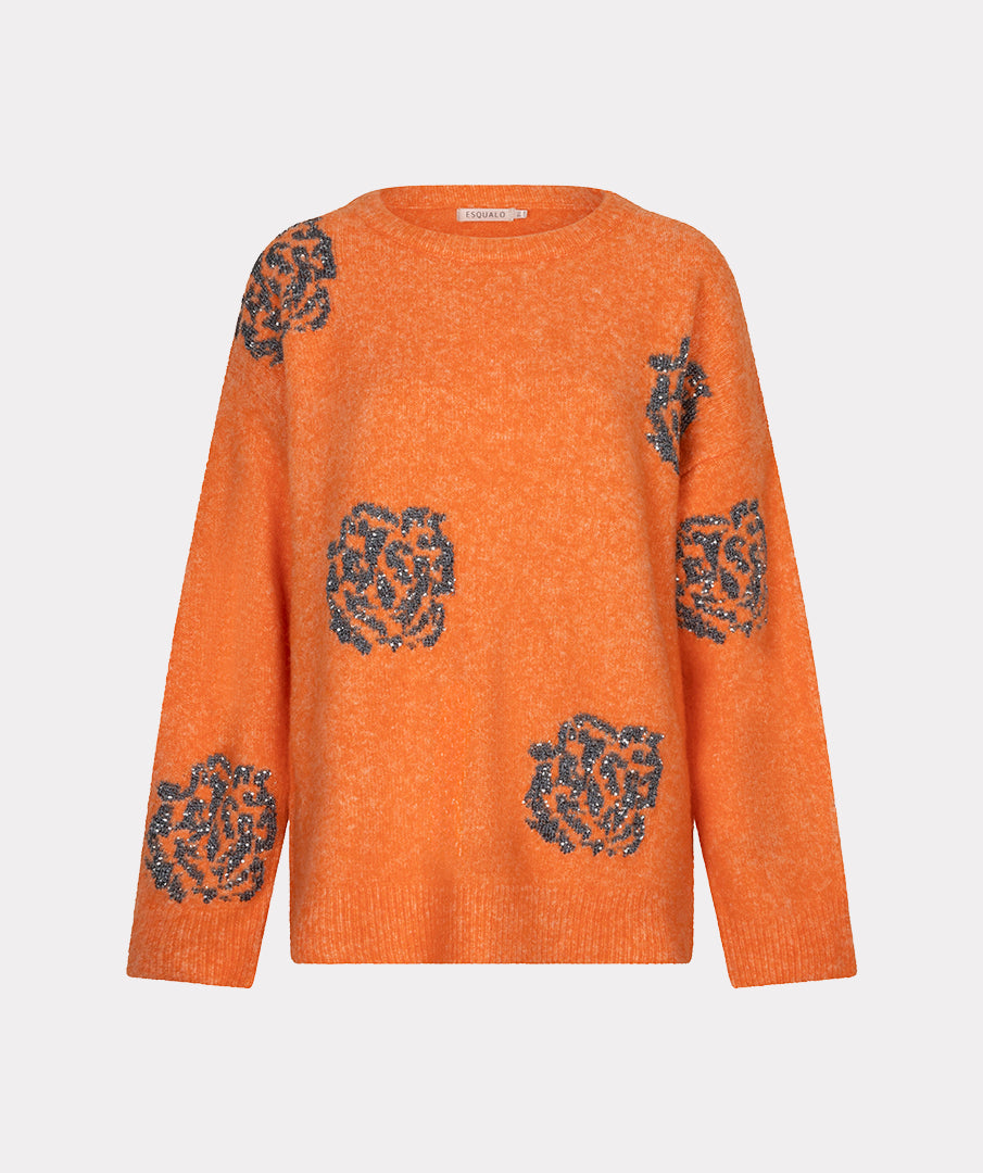 Esqualo Sweater sequin flowers