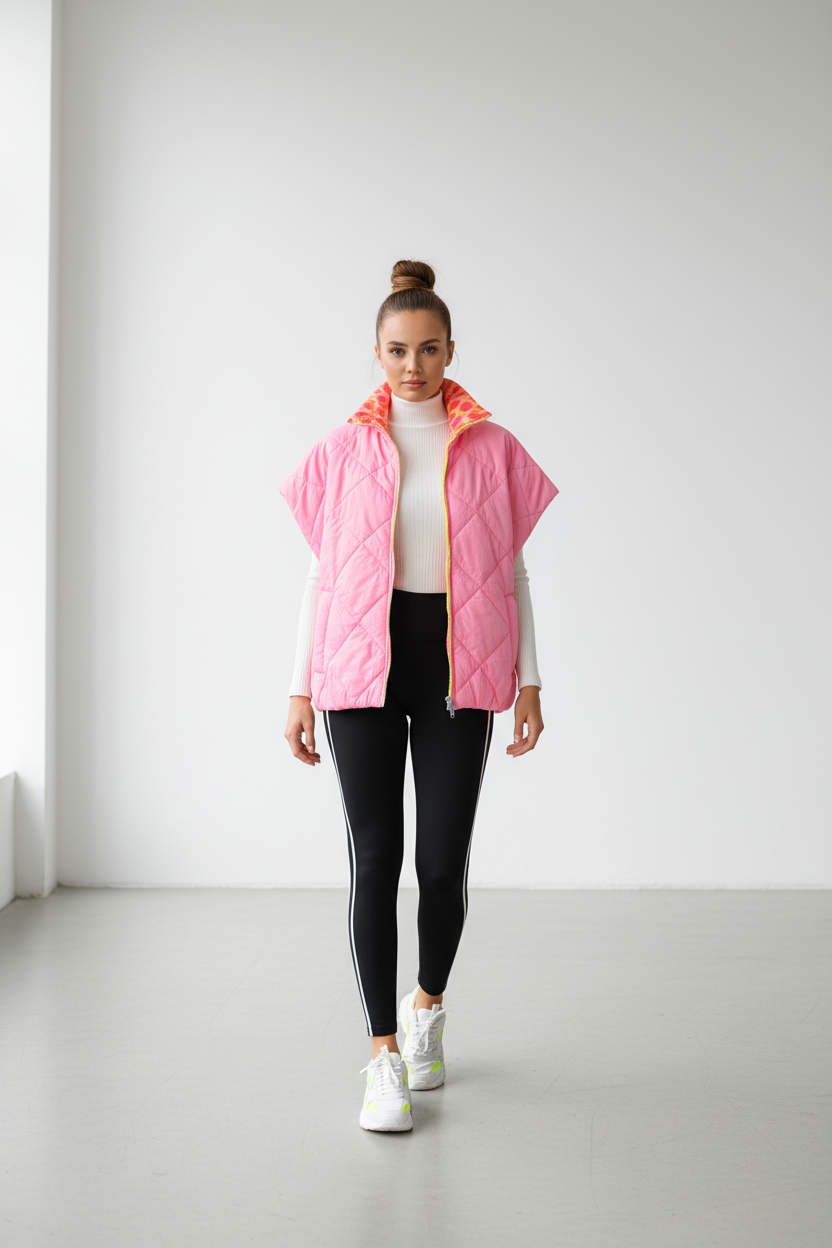 Bodywarmer met fluo rits - modelshoot