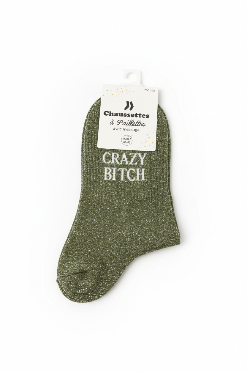 Crazy Bitch Glitter Sokken - geoptimaliseerde productfoto