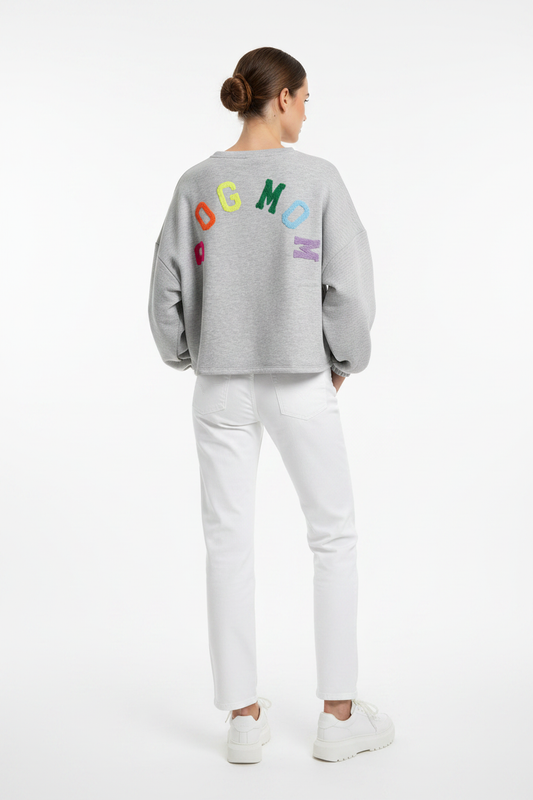 DOGMOM Oversized Sweatshirt — Grijs Melange Kleurrijk Rug