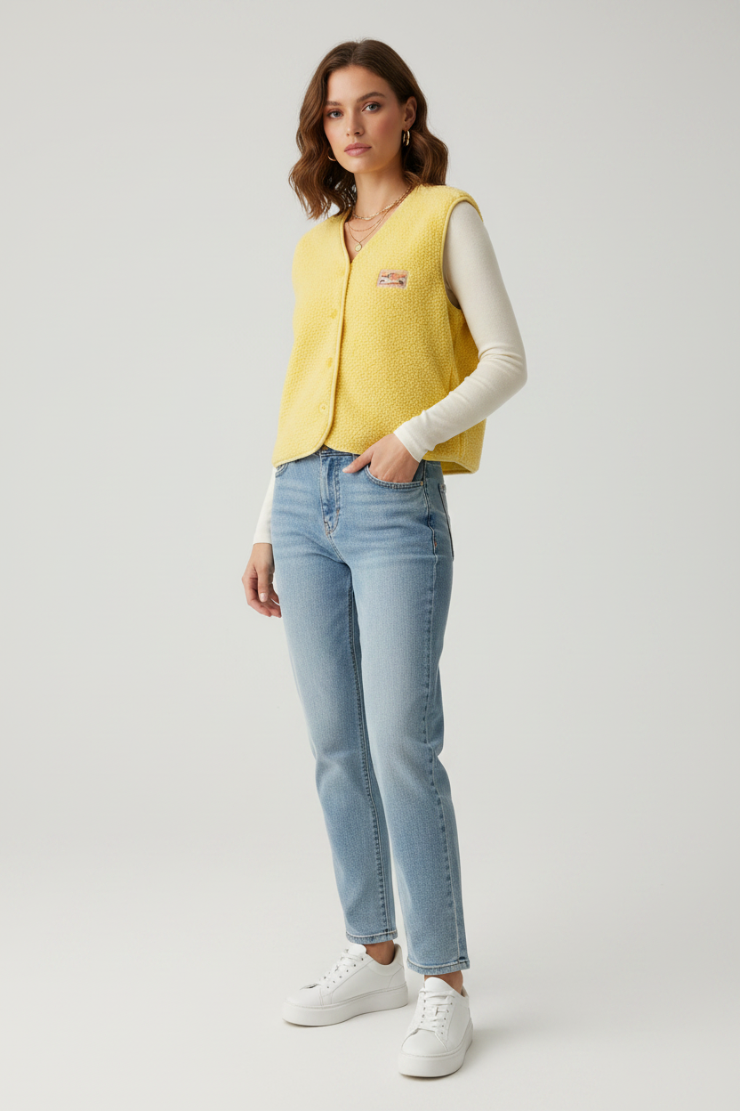 Fluffy Teddy vest geel