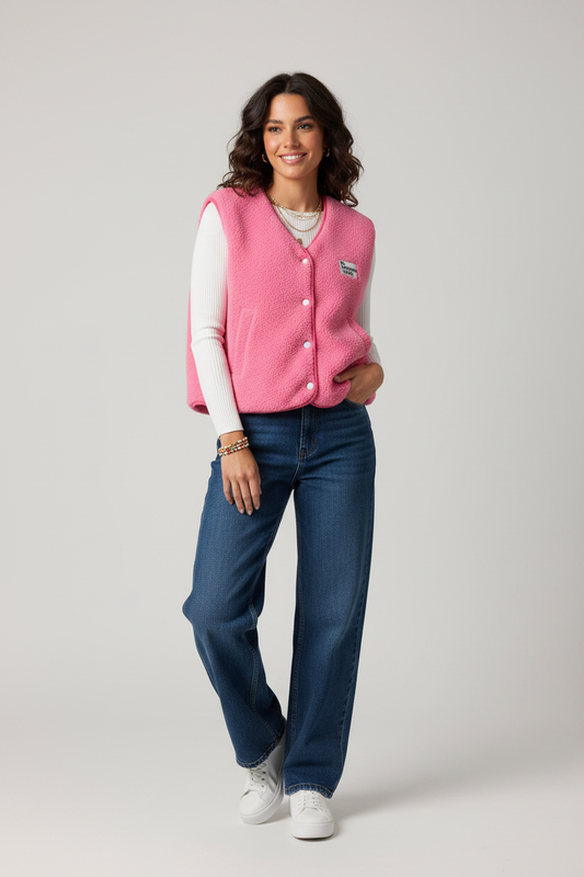 Fluffy Teddy vest roze