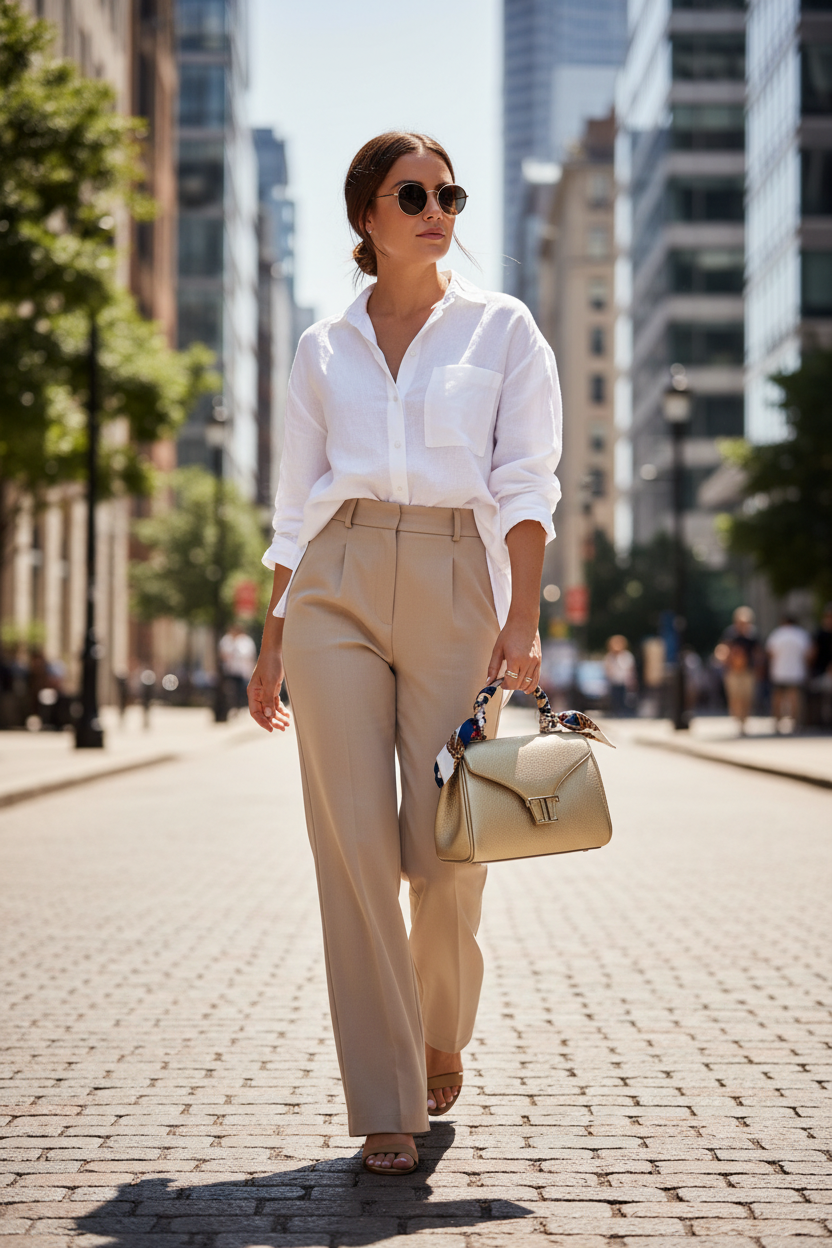 Goudkleurige tas met sjaal lifestyle shot