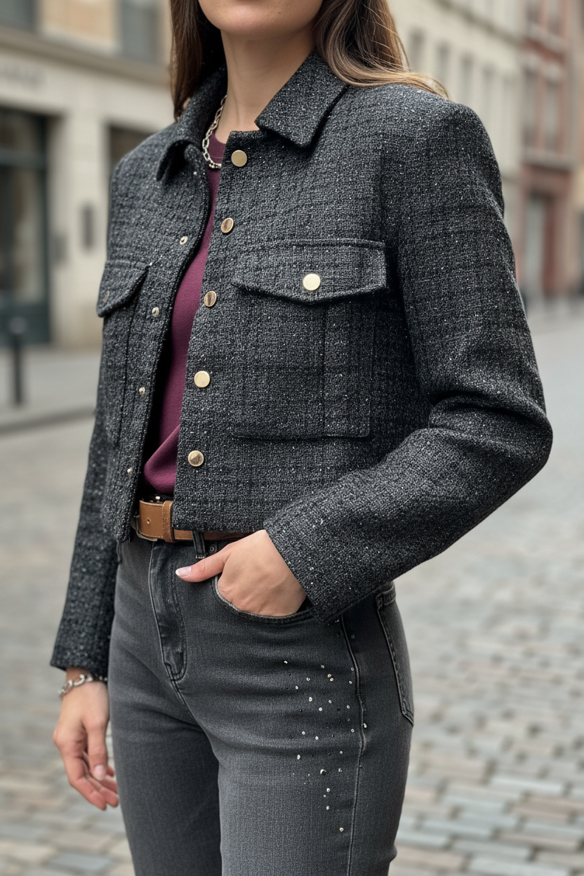 Model draagt coat jacket - stijlvolle outfit
