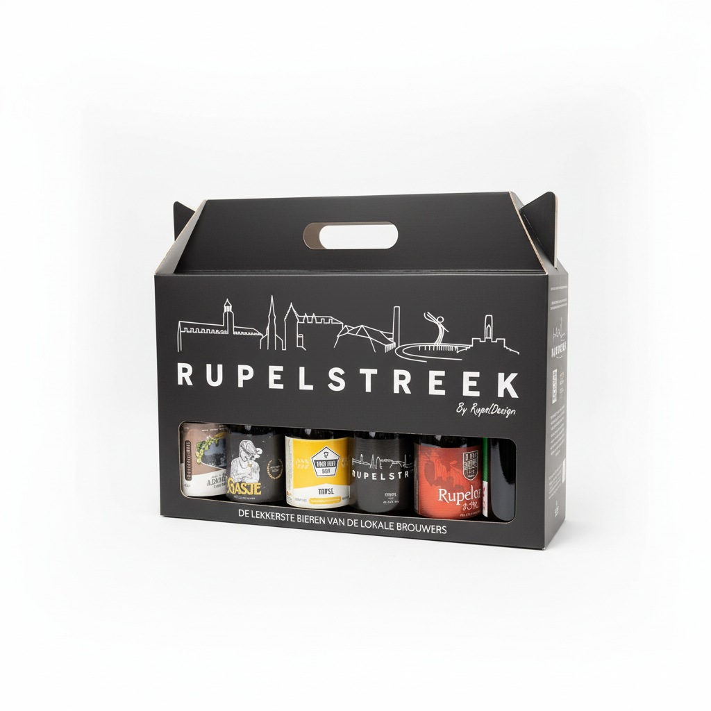 Rupeldesign Bierset - 6 lokale bieren uit de Rupelstreek in stijlvolle kadobox