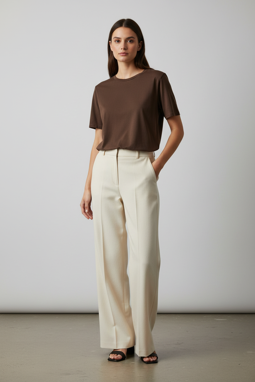 Model draagt Daphnea shirt - elegante look